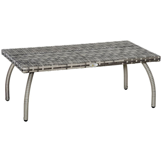 Rattan Coffee Table, Patio Wicker Table with All - Weather Grey - SILVIONIX