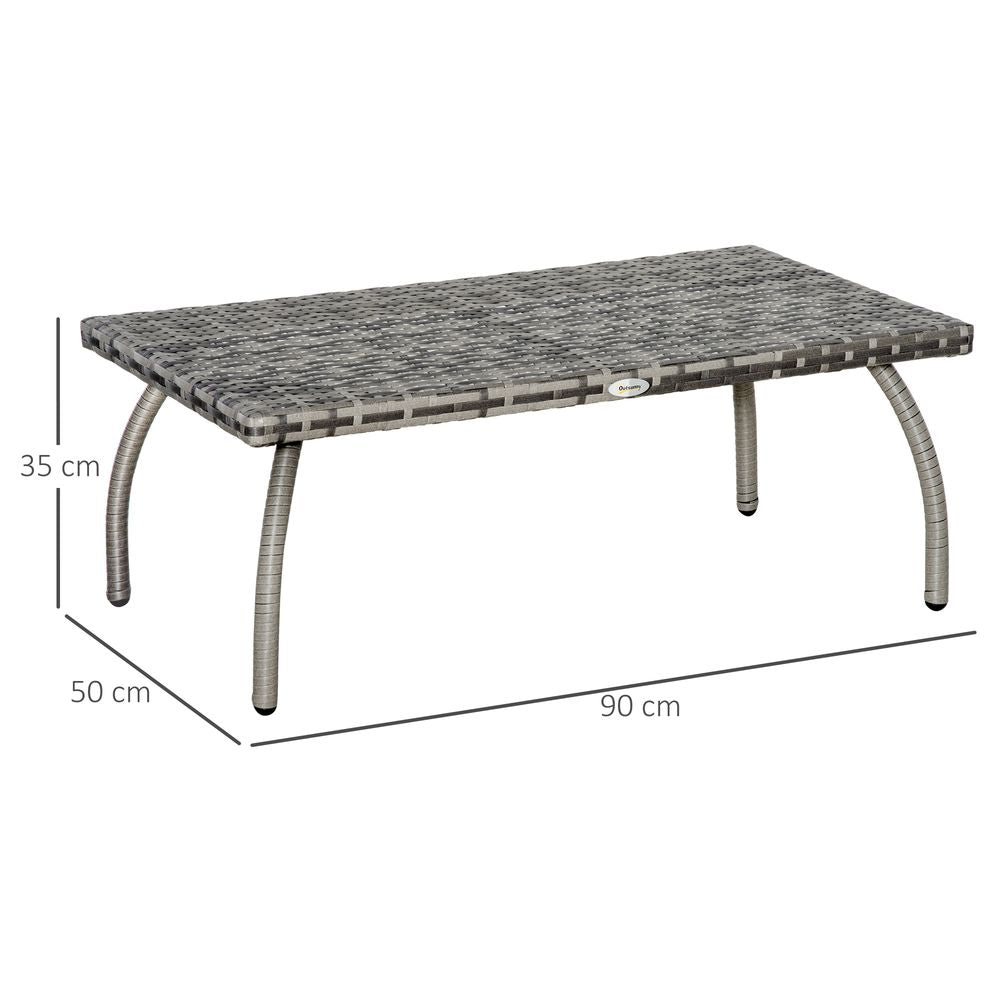 Rattan Coffee Table, Patio Wicker Table with All - Weather Grey - SILVIONIX