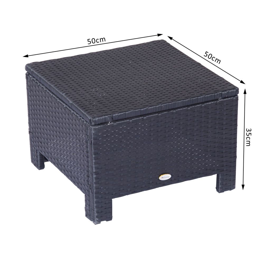 Rattan Footstool Wicker Ottoman with Padded Seat Cushion Furniture 50x50x35 cm - SILVIONIX