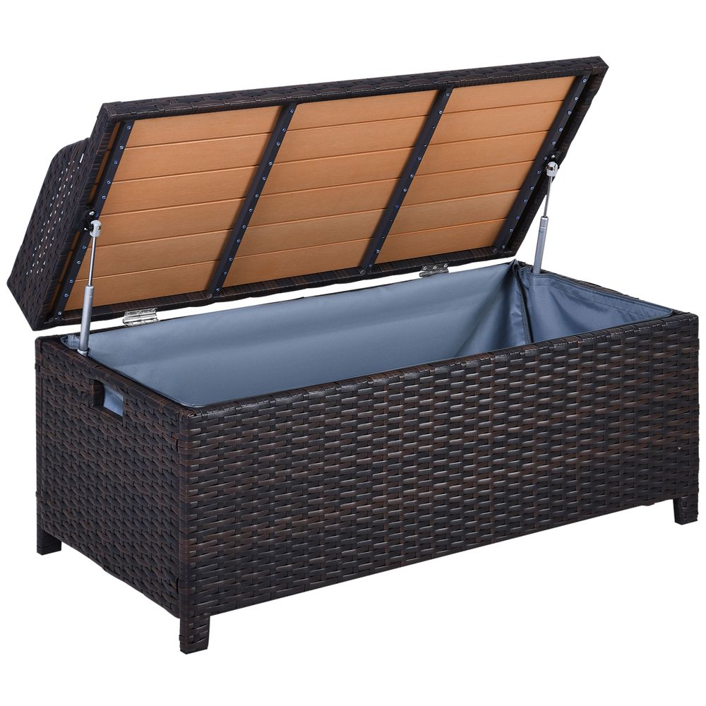 Rattan Garden Storage, 102Lx51Wx51H cm Brown / Cabinet Cushion Box Chest - SILVIONIX