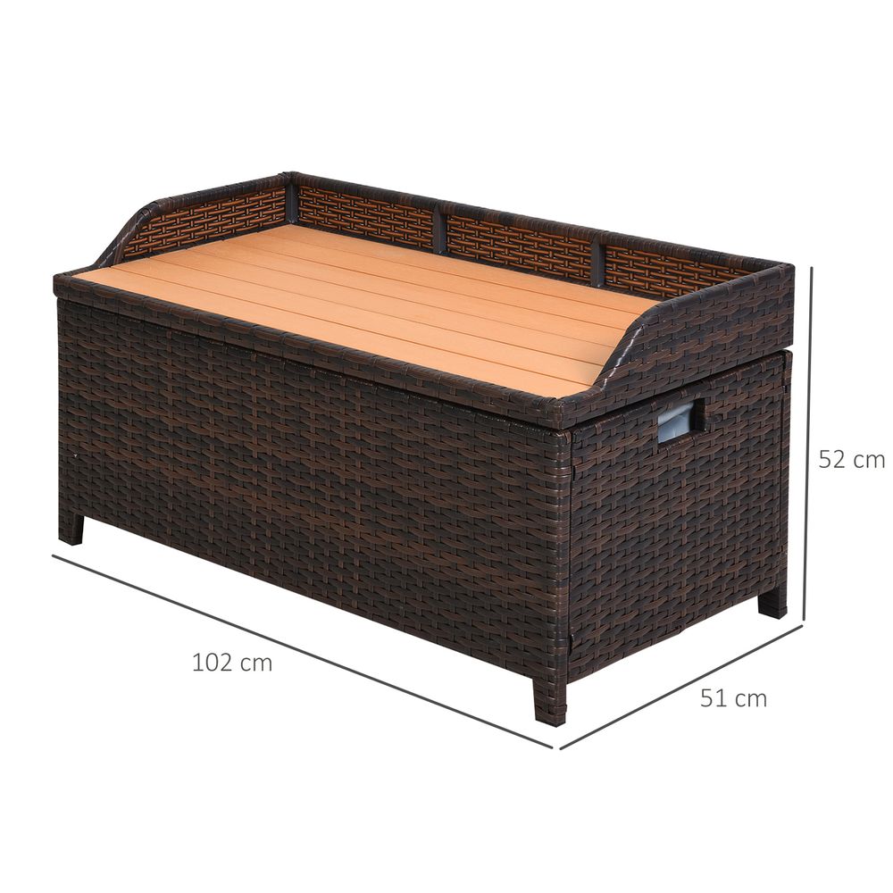 Rattan Garden Storage, 102Lx51Wx51H cm Brown / Cabinet Cushion Box Chest - SILVIONIX