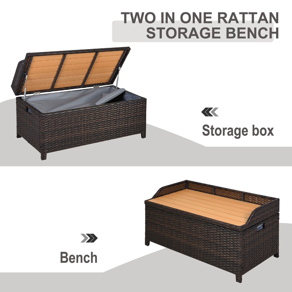 Rattan Garden Storage, 102Lx51Wx51H cm Brown / Cabinet Cushion Box Chest - SILVIONIX