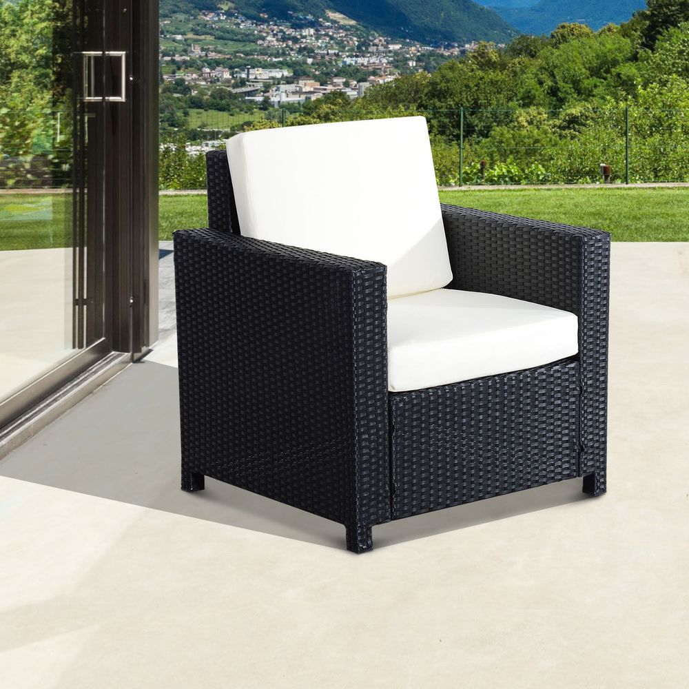 Rattan Outdoor Garden Single Sofa Armchair - SILVIONIX