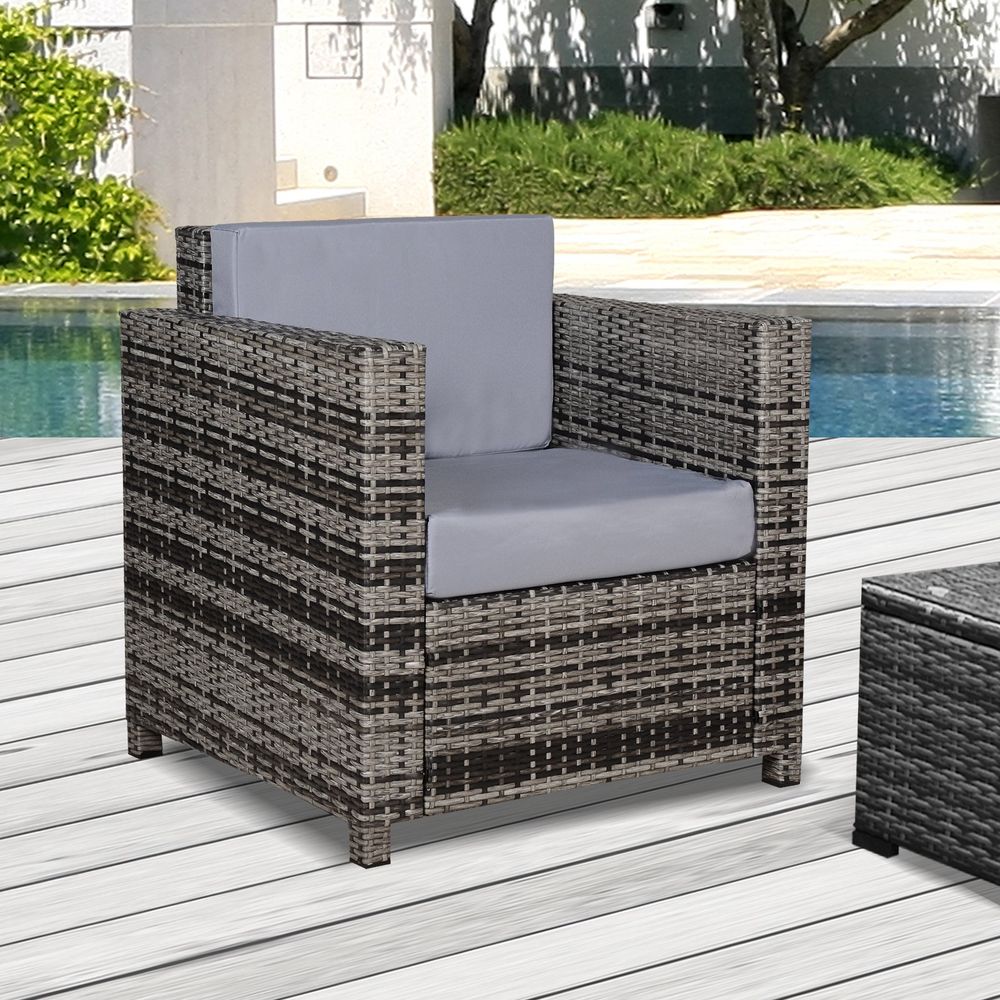 Rattan Outdoor Garden Single Sofa Armchair - SILVIONIX