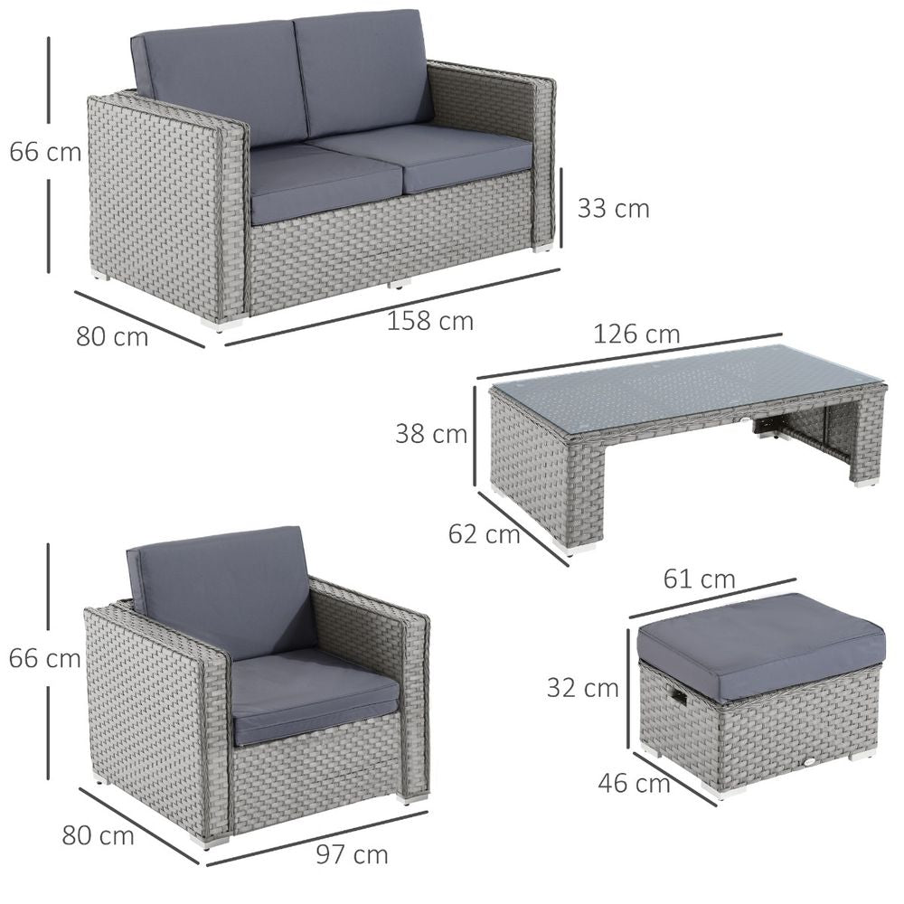 Rattan Set, 6 PC - Grey - SILVIONIX