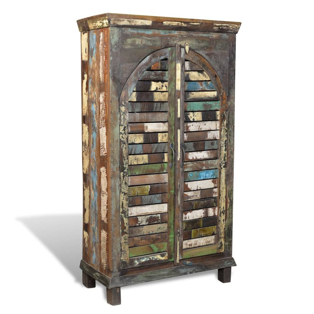 Reclaimed Wood Bookshelf Bookcase 2 Doors & 3 Shelves - SILVIONIX