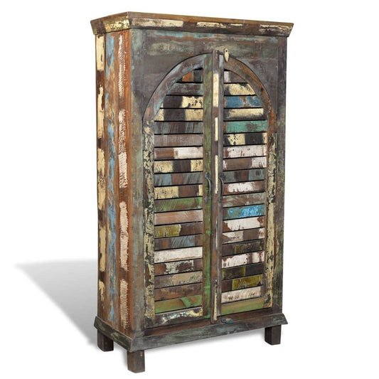 Reclaimed Wood Bookshelf Bookcase 2 Doors & 3 Shelves - SILVIONIX