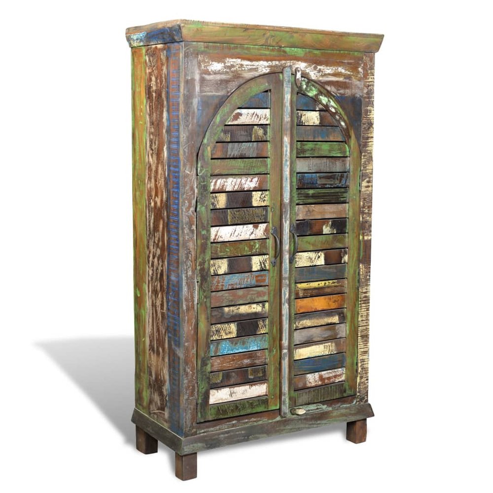 Reclaimed Wood Bookshelf Bookcase 2 Doors & 3 Shelves - SILVIONIX