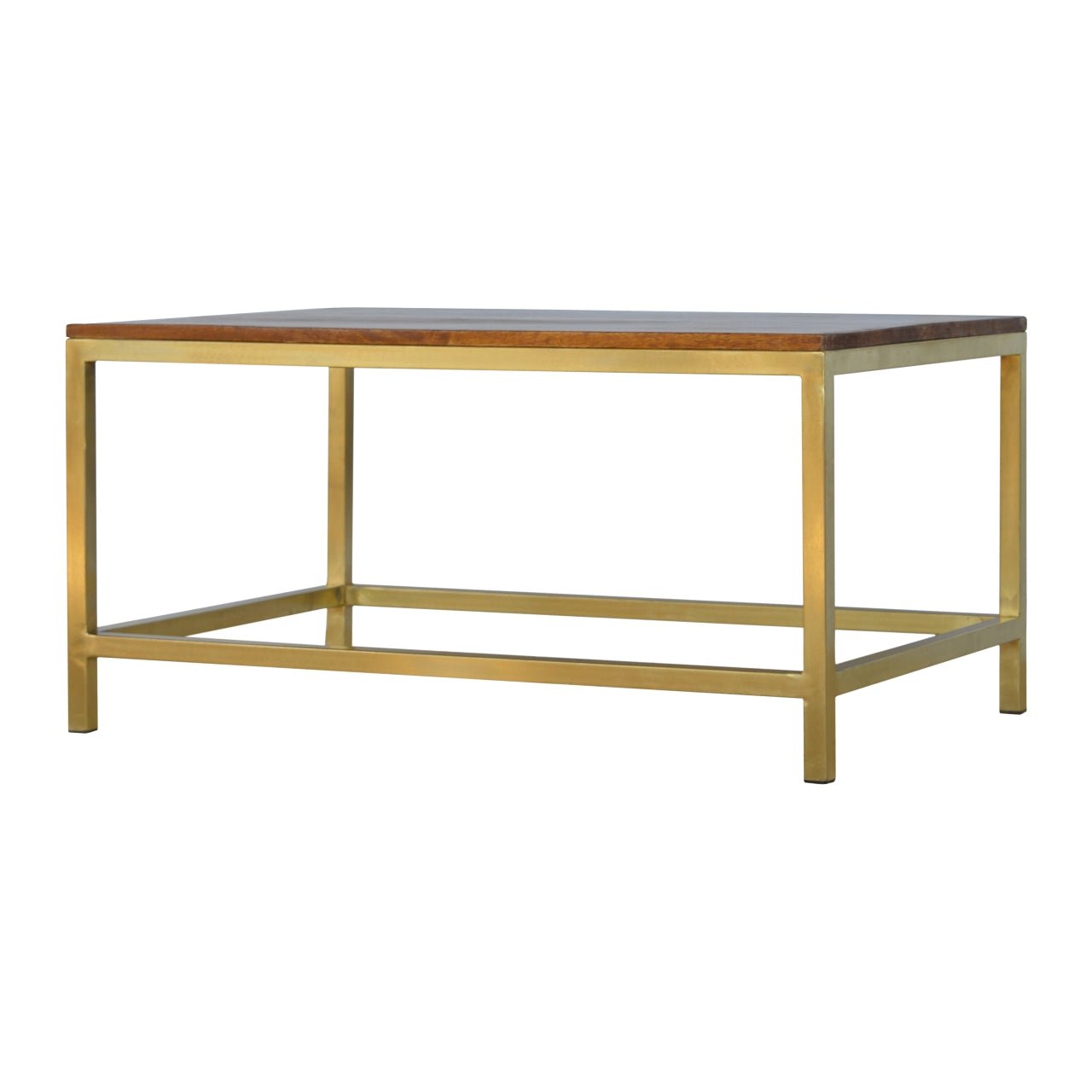 Rectangular Coffee Table with Gold Base - SILVIONIX