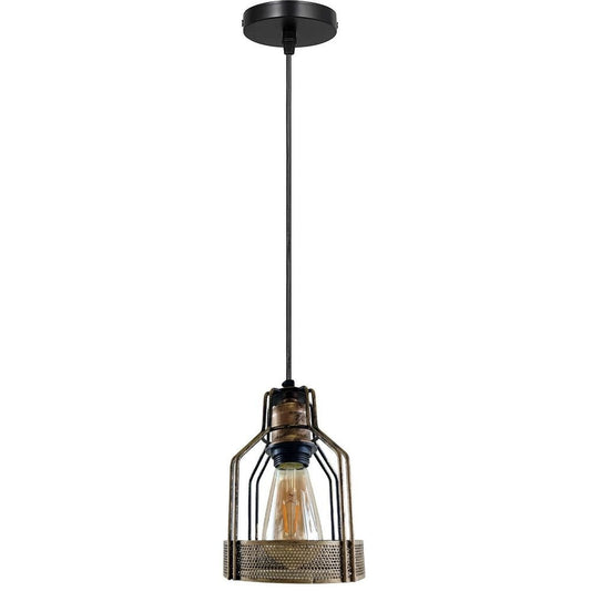 Retro Industrial Brushed Copper Ceiling Pendant Indoor Lighting Metal Bird Cage Shade Hanging Lamp - SILVIONIX