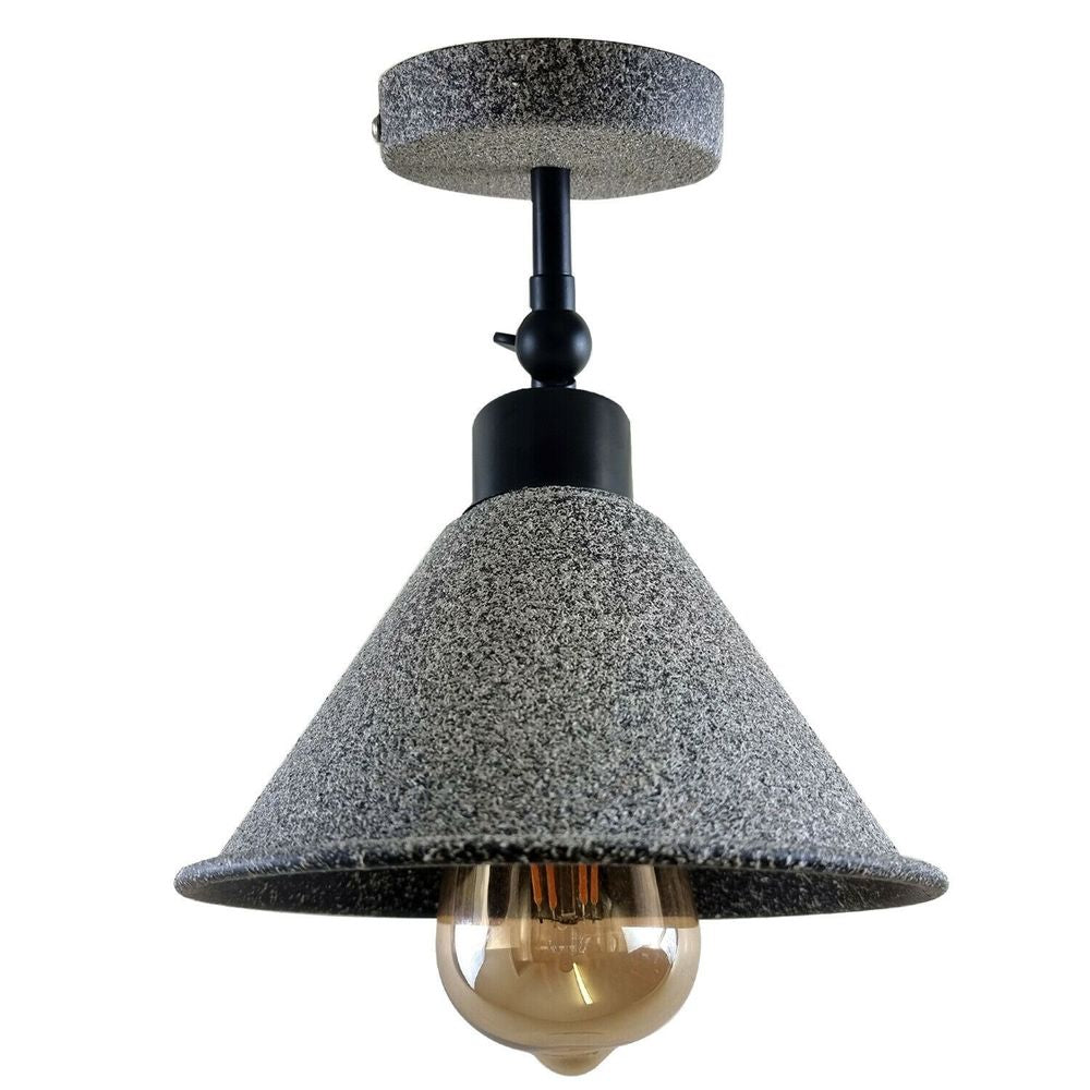 Retro Industrial Stone Effect Ceiling Flush Mount Light Metal Indoor Light - SILVIONIX