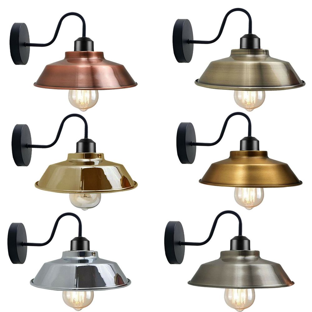 Retro Industrial Wall Lights Fittings E27 Indoor Sconce Metal Bowl Shape Shade For Basement, Bedroom, Home Office - SILVIONIX