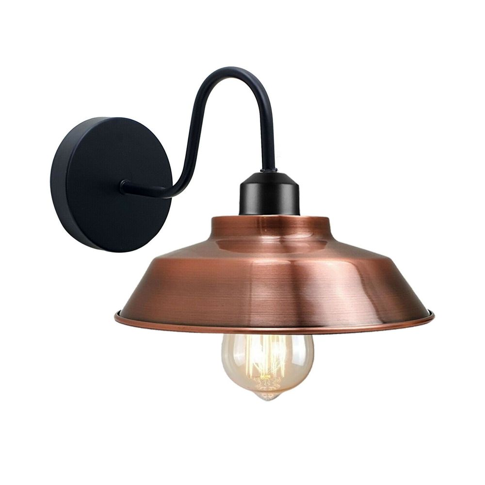 Retro Industrial Wall Lights Fittings E27 Indoor Sconce Metal Bowl Shape Shade For Basement, Bedroom, Home Office - SILVIONIX