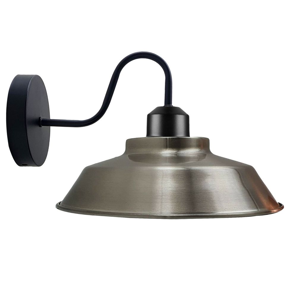 Retro Industrial Wall Lights Fittings E27 Indoor Sconce Metal Bowl Shape Shade For Basement, Bedroom, Home Office - SILVIONIX