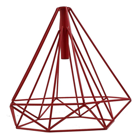 Retro Red Colour Geometric Wire Cage Design Easy Fit Lighting - SILVIONIX