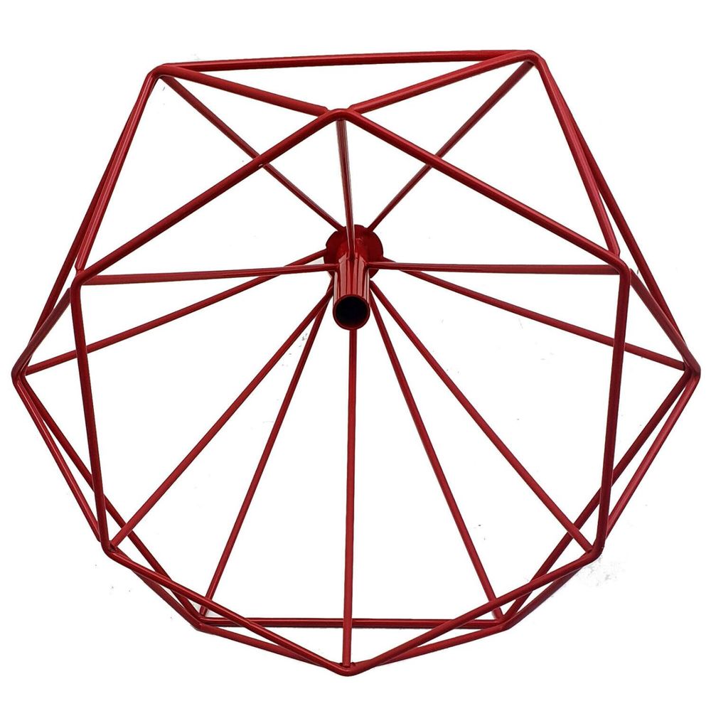 Retro Red Colour Geometric Wire Cage Design Easy Fit Lighting - SILVIONIX