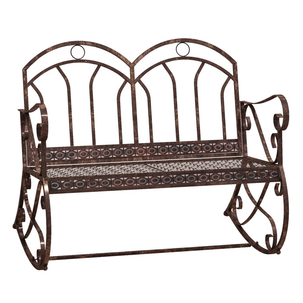 Rocking Chair Swing Bench Loveseat Metal Bronze Garden Outdoor - SILVIONIX