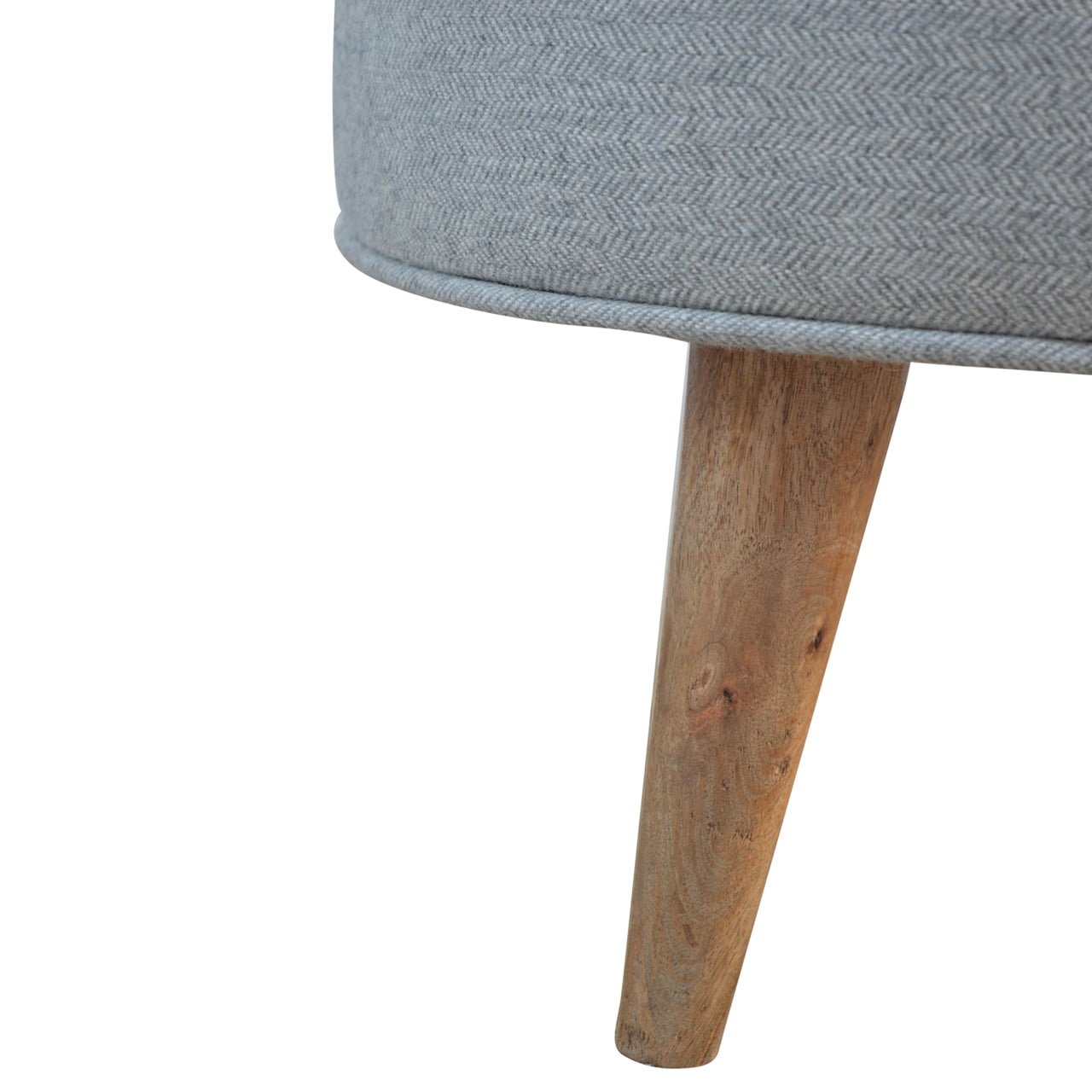 Round Grey Tweed Footstool - SILVIONIX