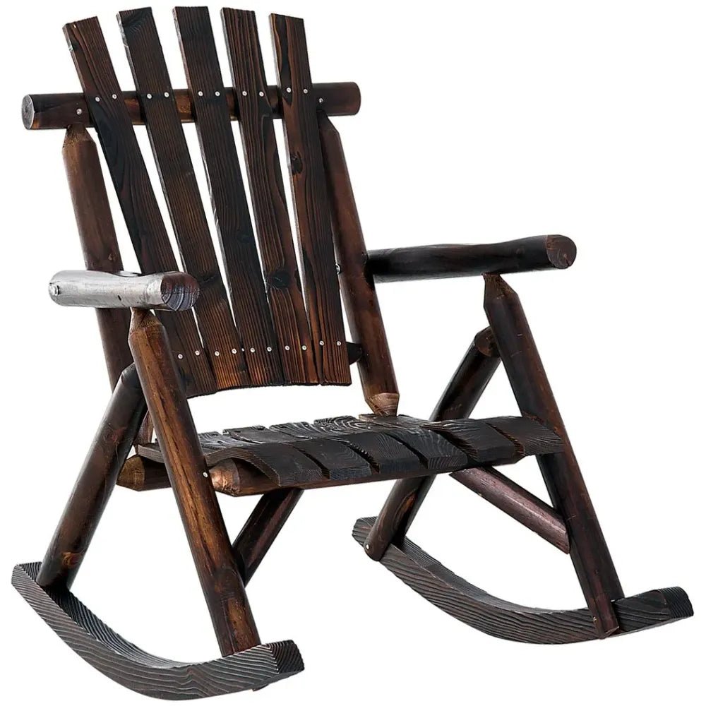 Rustic Outdoor Patio Adirondack Rocking Chair Patio Furniture Porch Rocker Fir - SILVIONIX