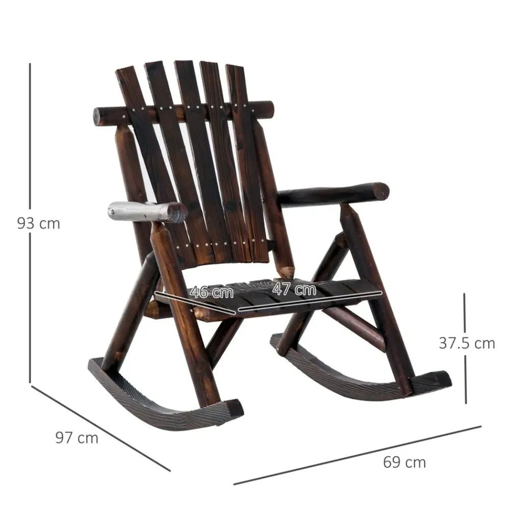 Rustic Outdoor Patio Adirondack Rocking Chair Patio Furniture Porch Rocker Fir - SILVIONIX