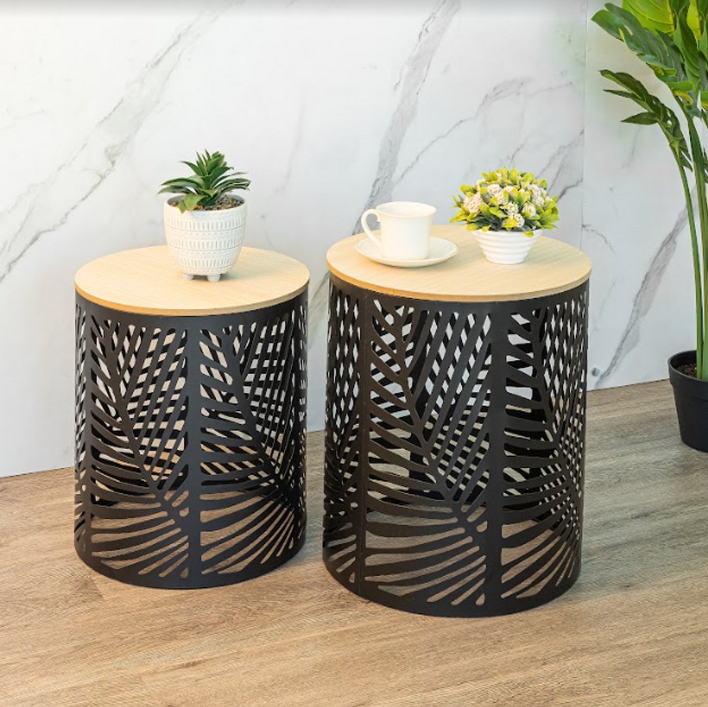 Set of 2 Leaf Cut Basket Table - SLENDER - SILVIONIX