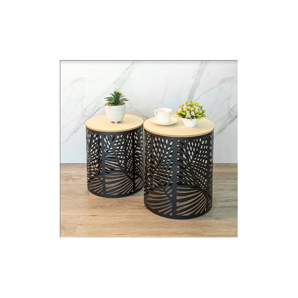 Set of 2 Leaf Cut Basket Table - SLENDER - SILVIONIX