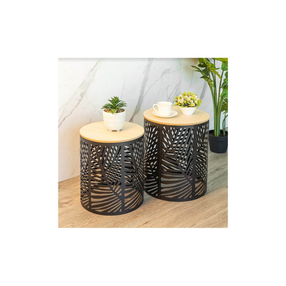 Set of 2 Leaf Cut Basket Table - SLENDER - SILVIONIX