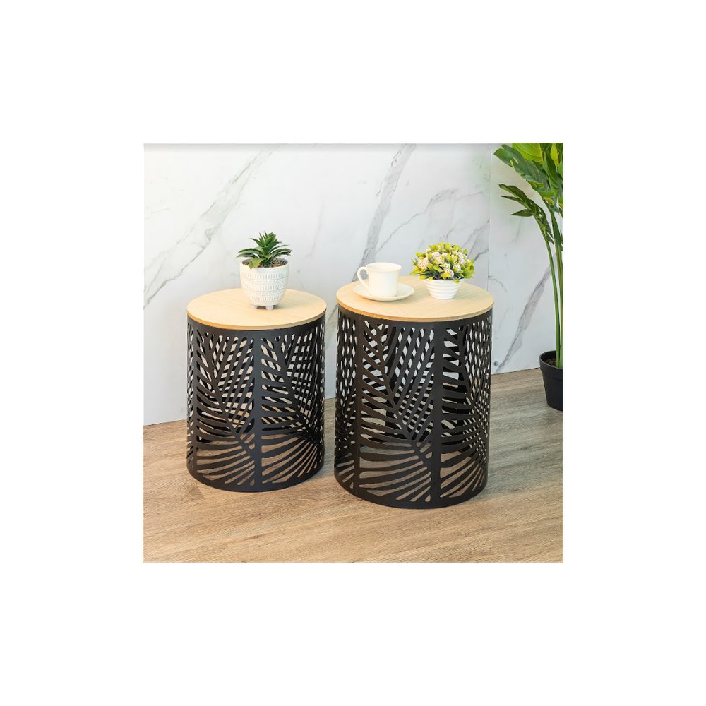 Set of 2 Leaf Cut Basket Table - SLENDER - SILVIONIX