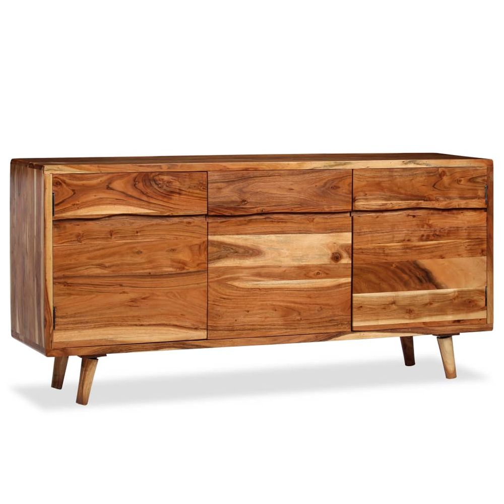 Sideboard Solid Wood with Carved Doors 160x40x75 cm - SILVIONIX