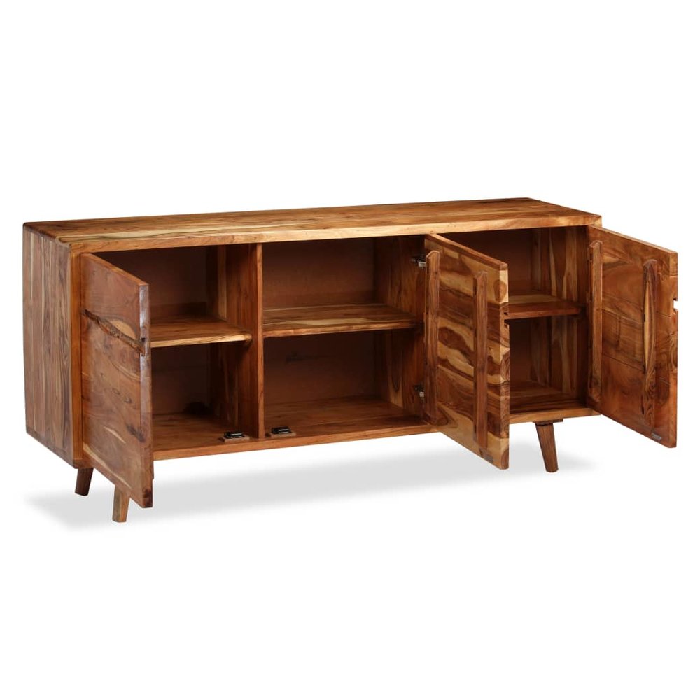 Sideboard Solid Wood with Carved Doors 160x40x75 cm - SILVIONIX