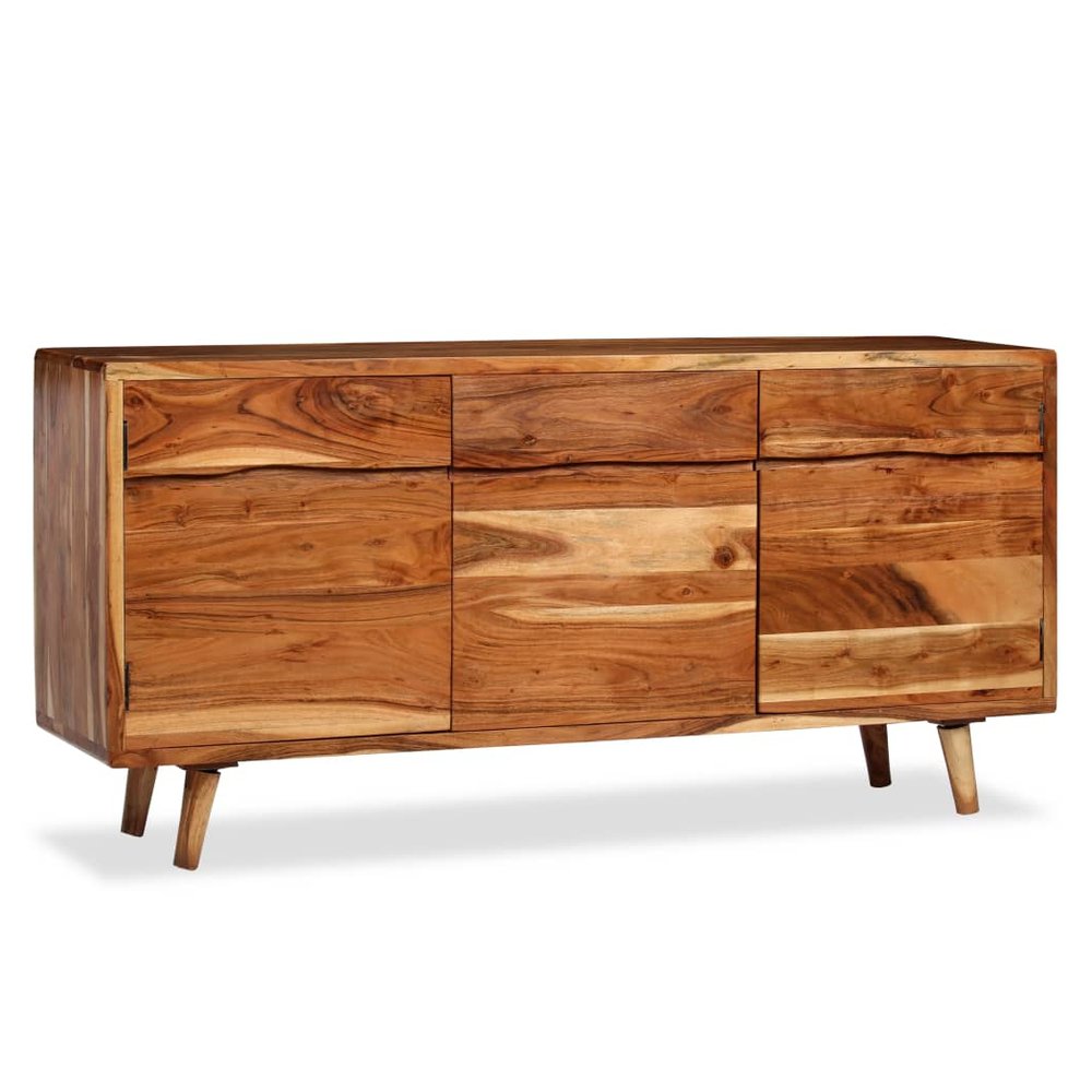 Sideboard Solid Wood with Carved Doors 160x40x75 cm - SILVIONIX