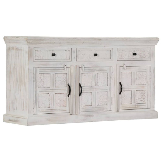 Sideboard White 140x40x74 cm Solid Mango Wood - SILVIONIX