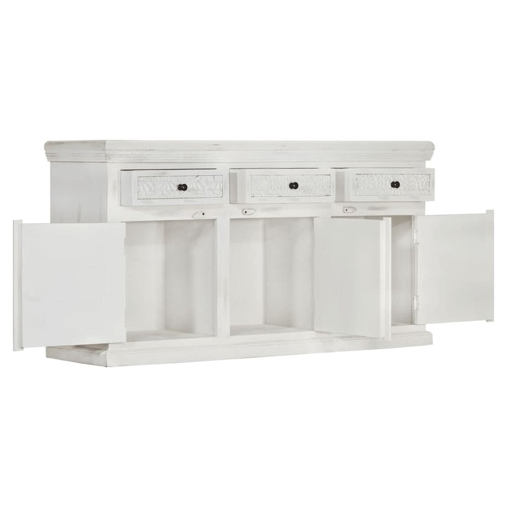 Sideboard White 140x40x74 cm Solid Mango Wood - SILVIONIX