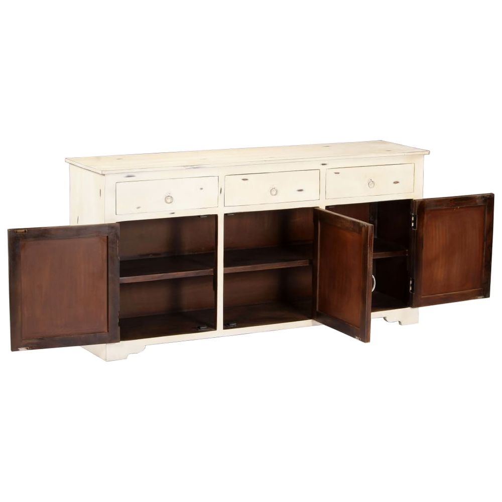 Sideboard White 160x40x80 cm Solid Mango Wood - SILVIONIX