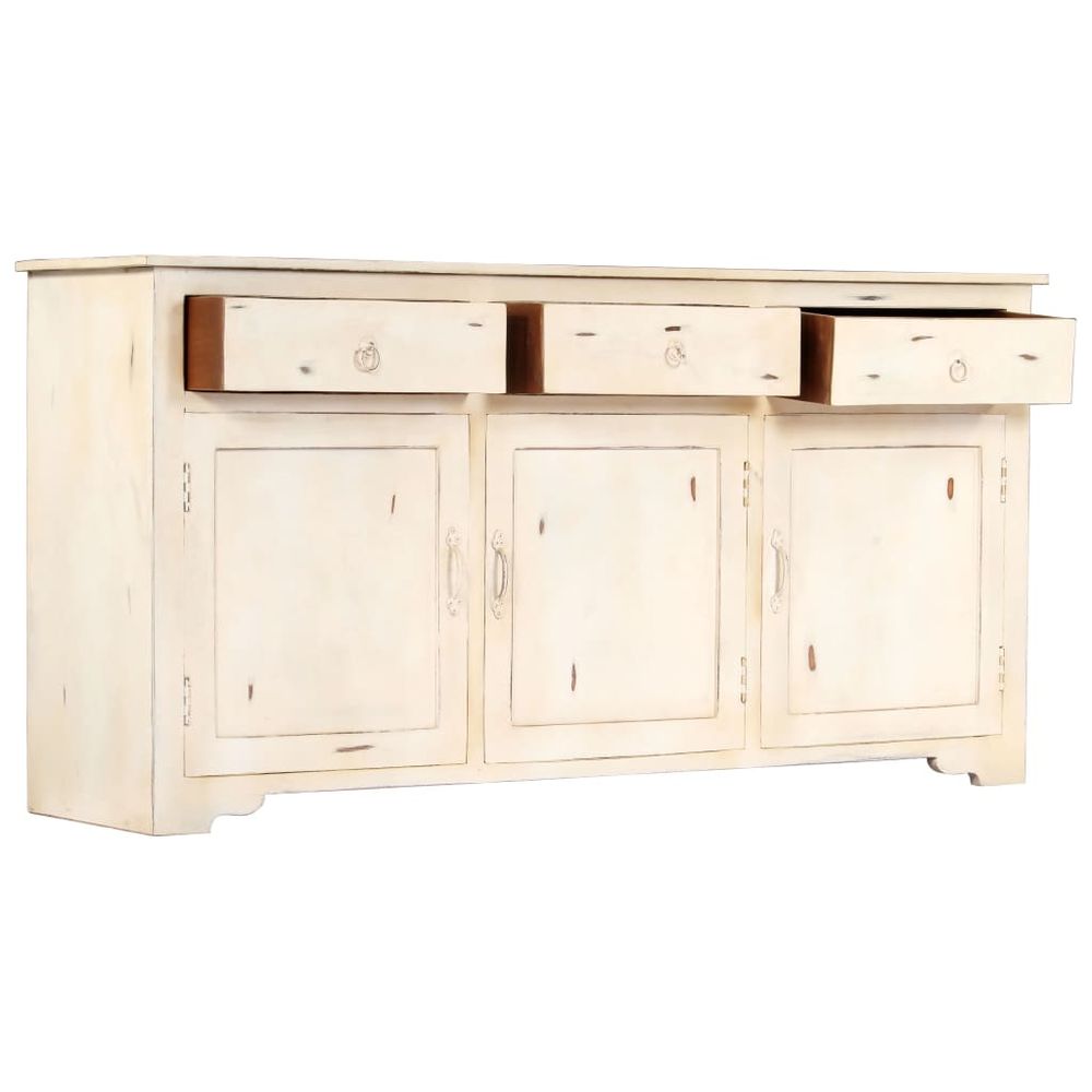 Sideboard White 160x40x80 cm Solid Mango Wood - SILVIONIX