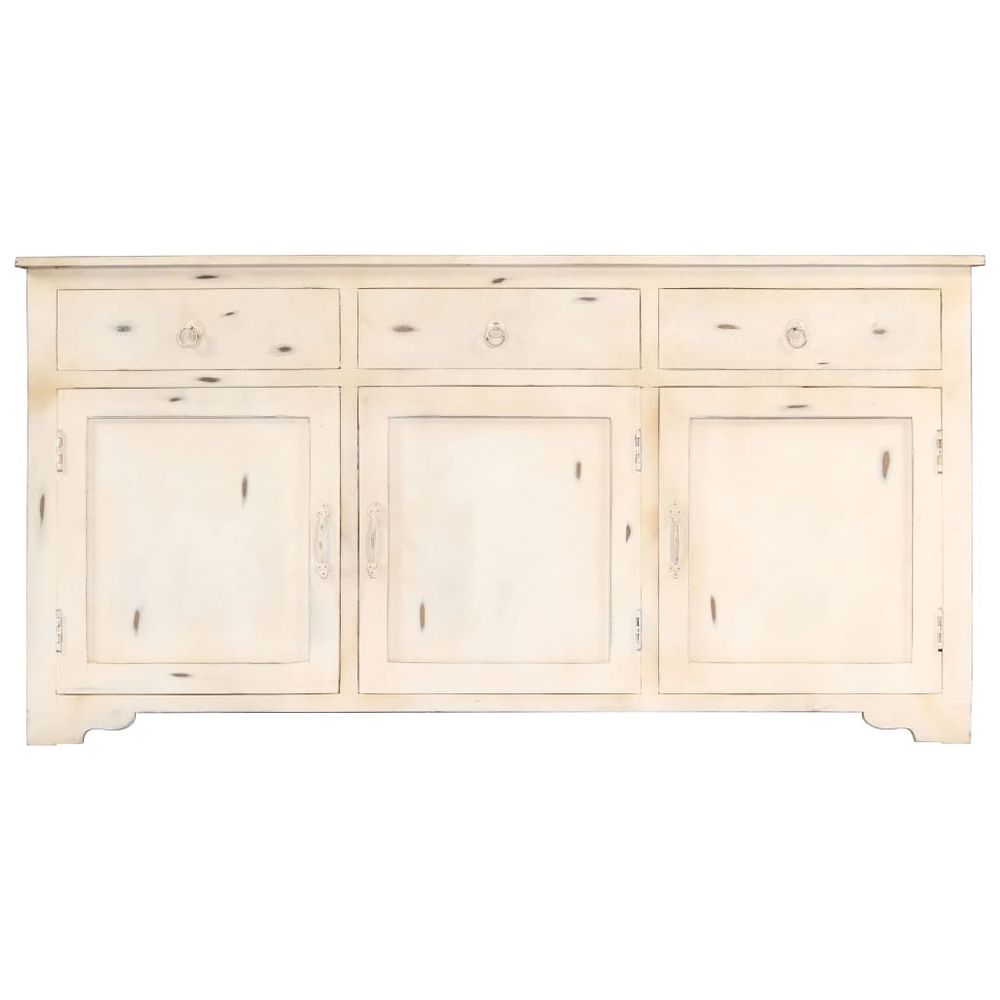 Sideboard White 160x40x80 cm Solid Mango Wood - SILVIONIX