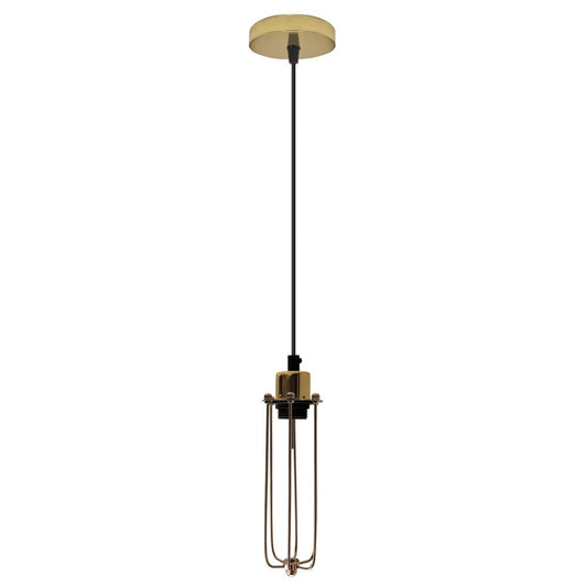 Single Ceiling E27 Pendant Light with Wire Cage - Industrial Vintage Hanging Lamp - SILVIONIX