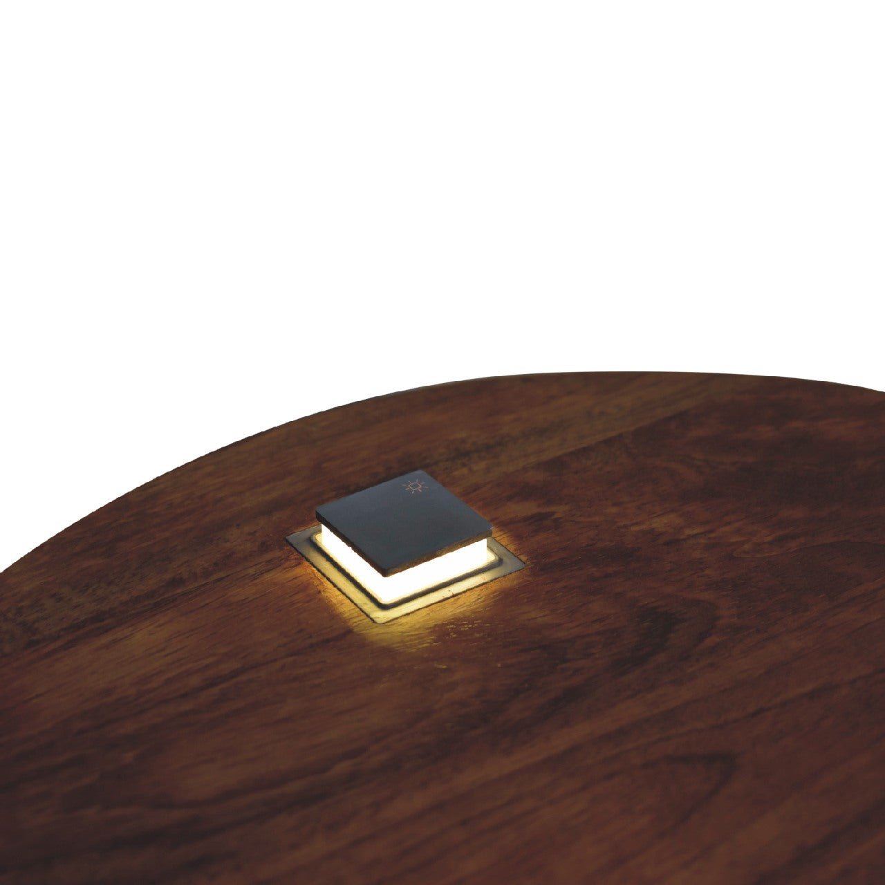 Single Chestnut Rounded Bedside Table with Reading Light - SILVIONIX