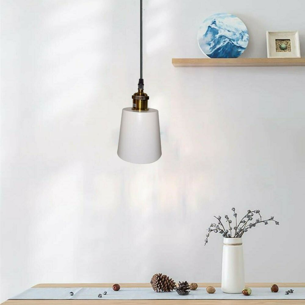 Single Industrial White Vintage Modern Ceiling Hanging Pendant Lamp - SILVIONIX