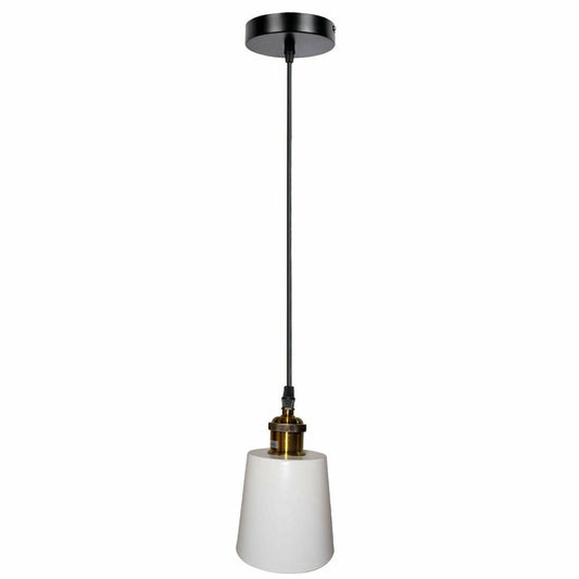 Single Industrial White Vintage Modern Ceiling Hanging Pendant Lamp - SILVIONIX