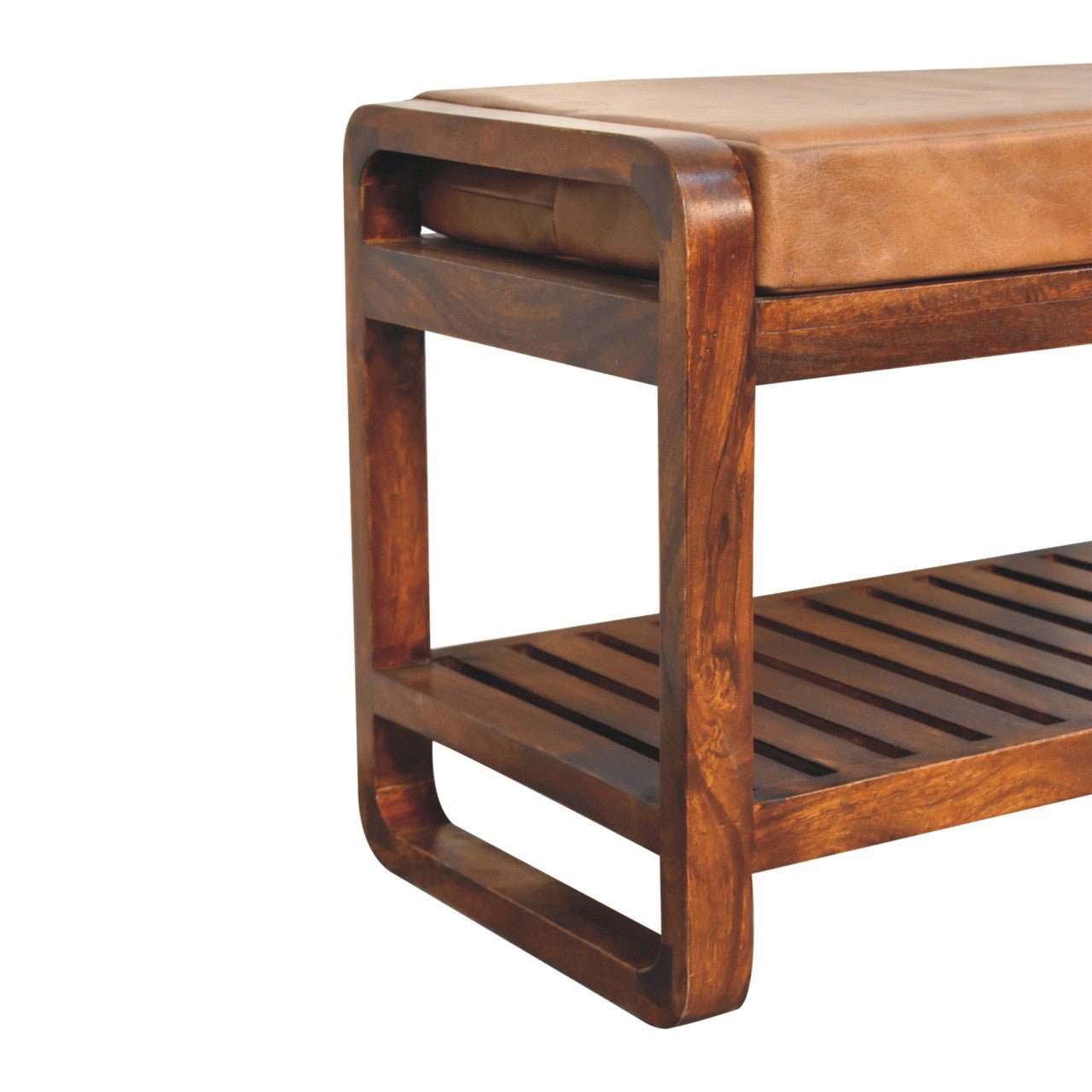 Small Buffalo Slatted Hallway Bench - SILVIONIX