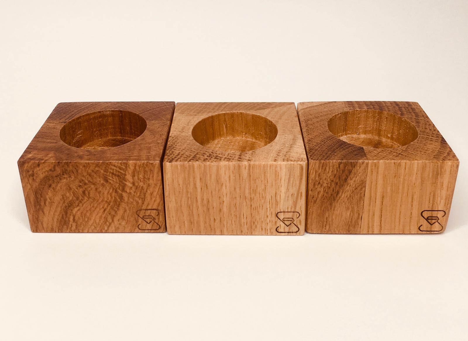 Solid Natural Oak Wood Candle Holders Set of 3, Handmade wooden tea light/candle holder, Oak T Light - SILVIONIX