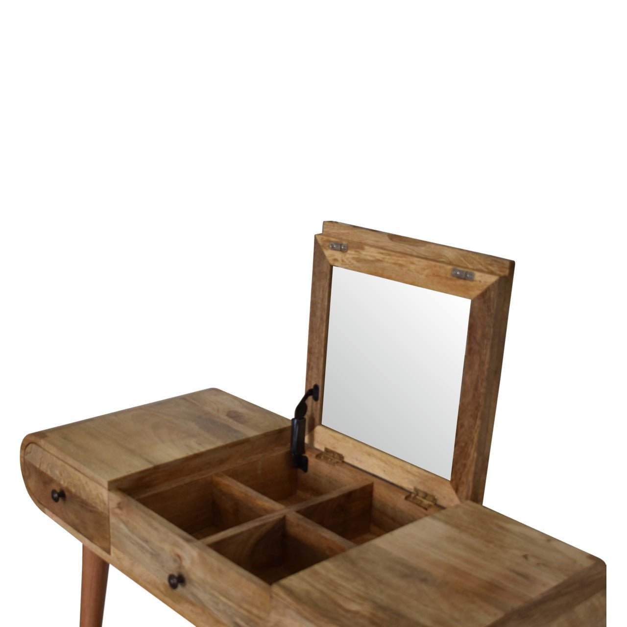 Solid Wood Dressing Table with Foldable Mirror - SILVIONIX