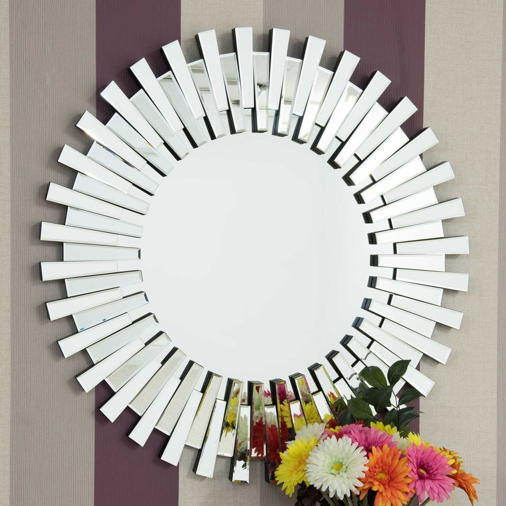 Starburst All Glass Stylised Round Mirror - SILVIONIX