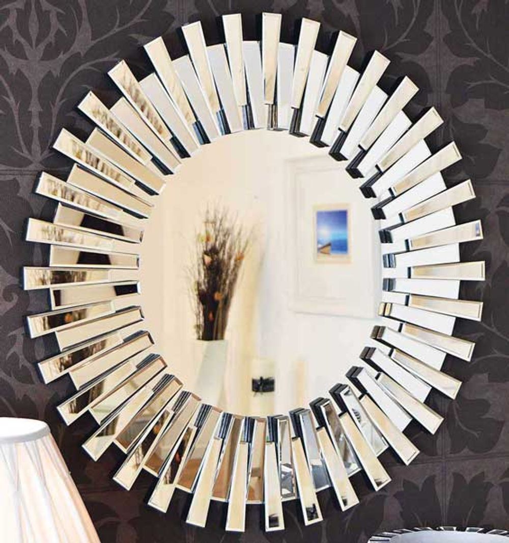 Starburst All Glass Stylised Round Mirror - SILVIONIX