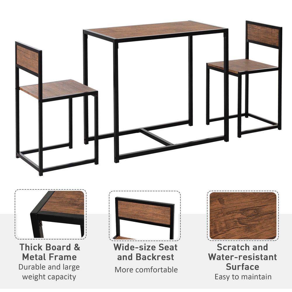 Steel Frame MDF 2 - Seater Bar Stool and Table Set Wood Tone - SILVIONIX