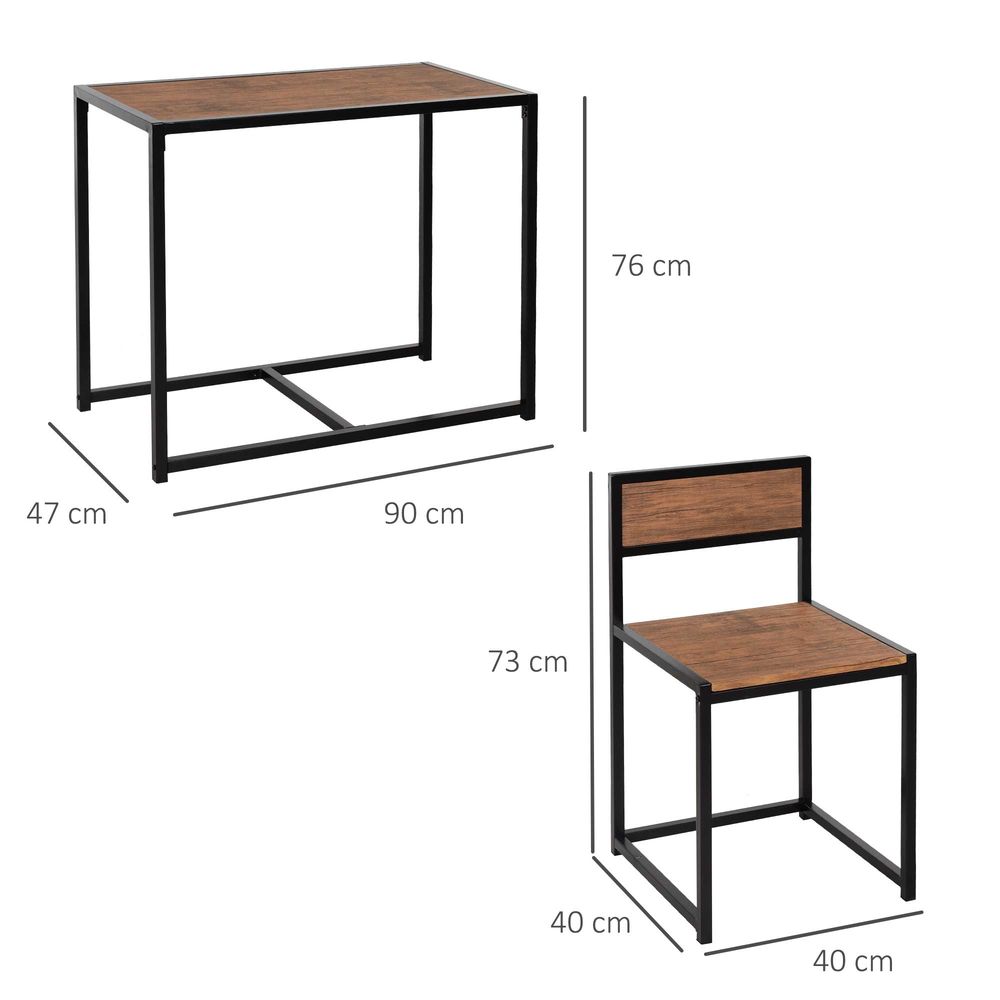 Steel Frame MDF 2 - Seater Bar Stool and Table Set Wood Tone - SILVIONIX