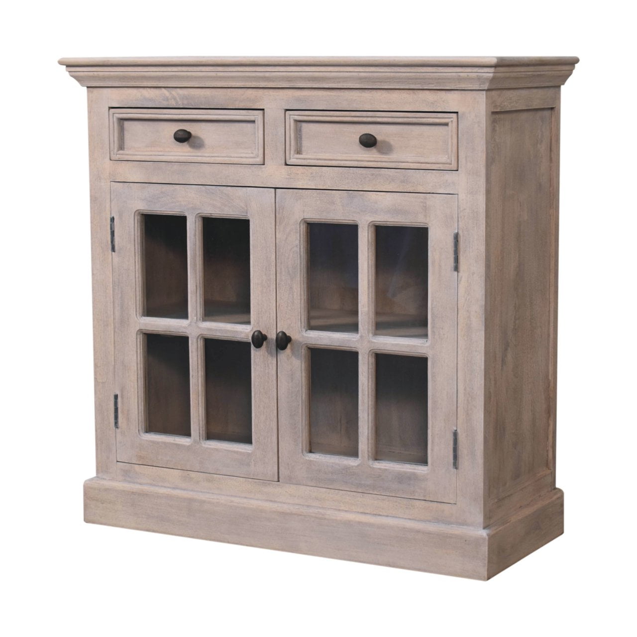 Stone Finish Cabinet with Glazed Doors - SILVIONIX