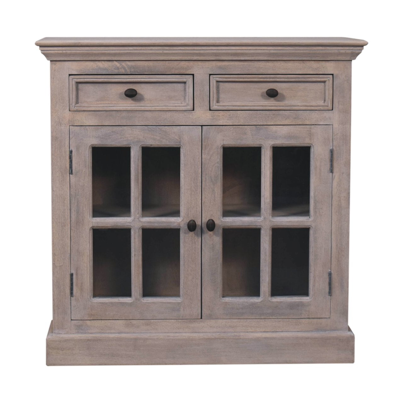 Stone Finish Cabinet with Glazed Doors - SILVIONIX