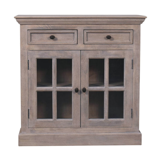 Stone Finish Cabinet with Glazed Doors - SILVIONIX